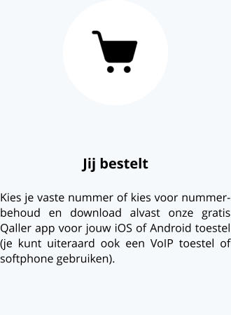 Jij bestelt Kies je vaste nummer of kies voor nummer-behoud en download alvast onze gratis Qaller app voor jouw iOS of Android toestel (je kunt uiteraard ook een VoIP toestel of softphone gebruiken).